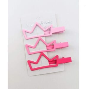 Pink Crown Hair Clips
